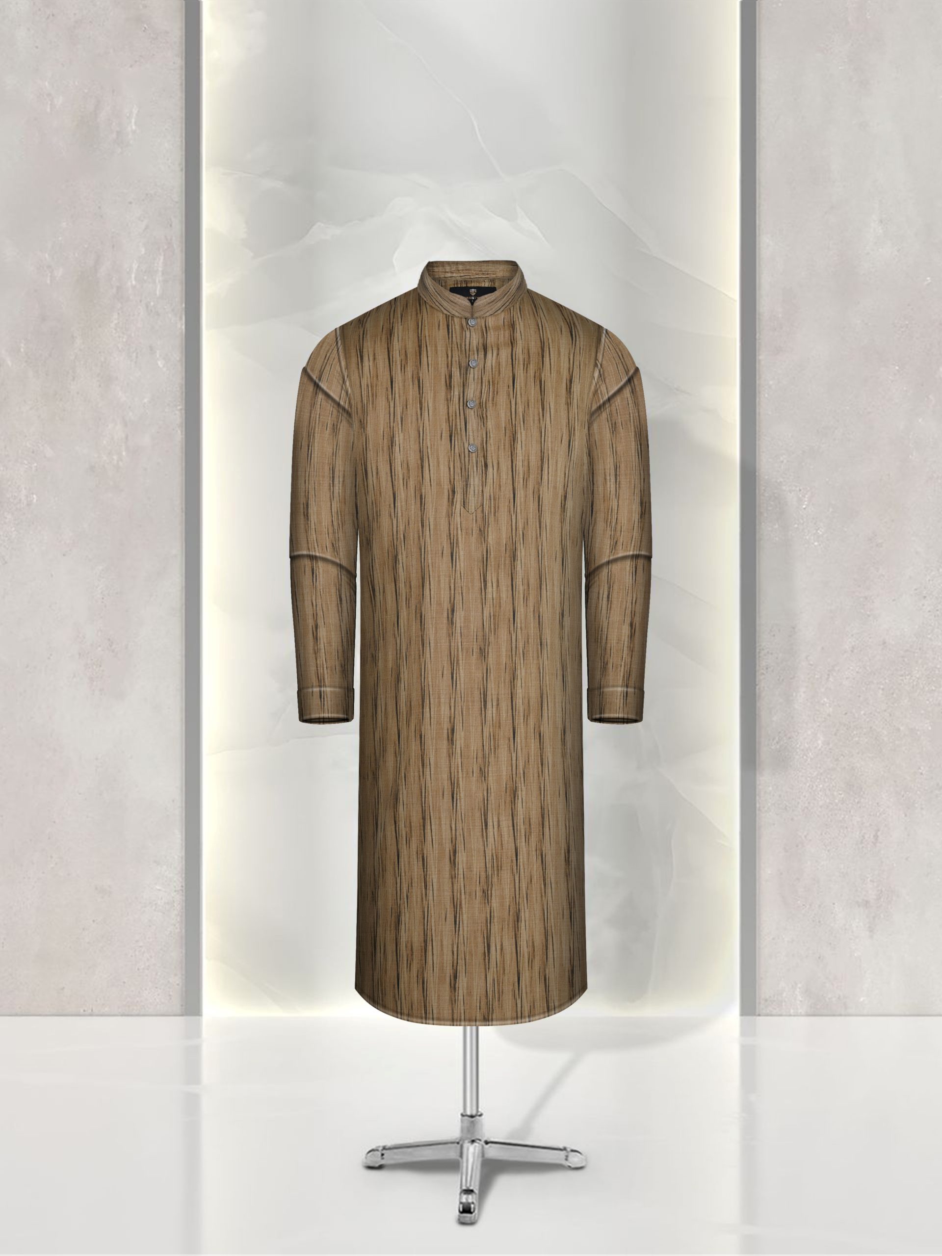 Heritage Sand Textured Cotton Panjabi - Image 2