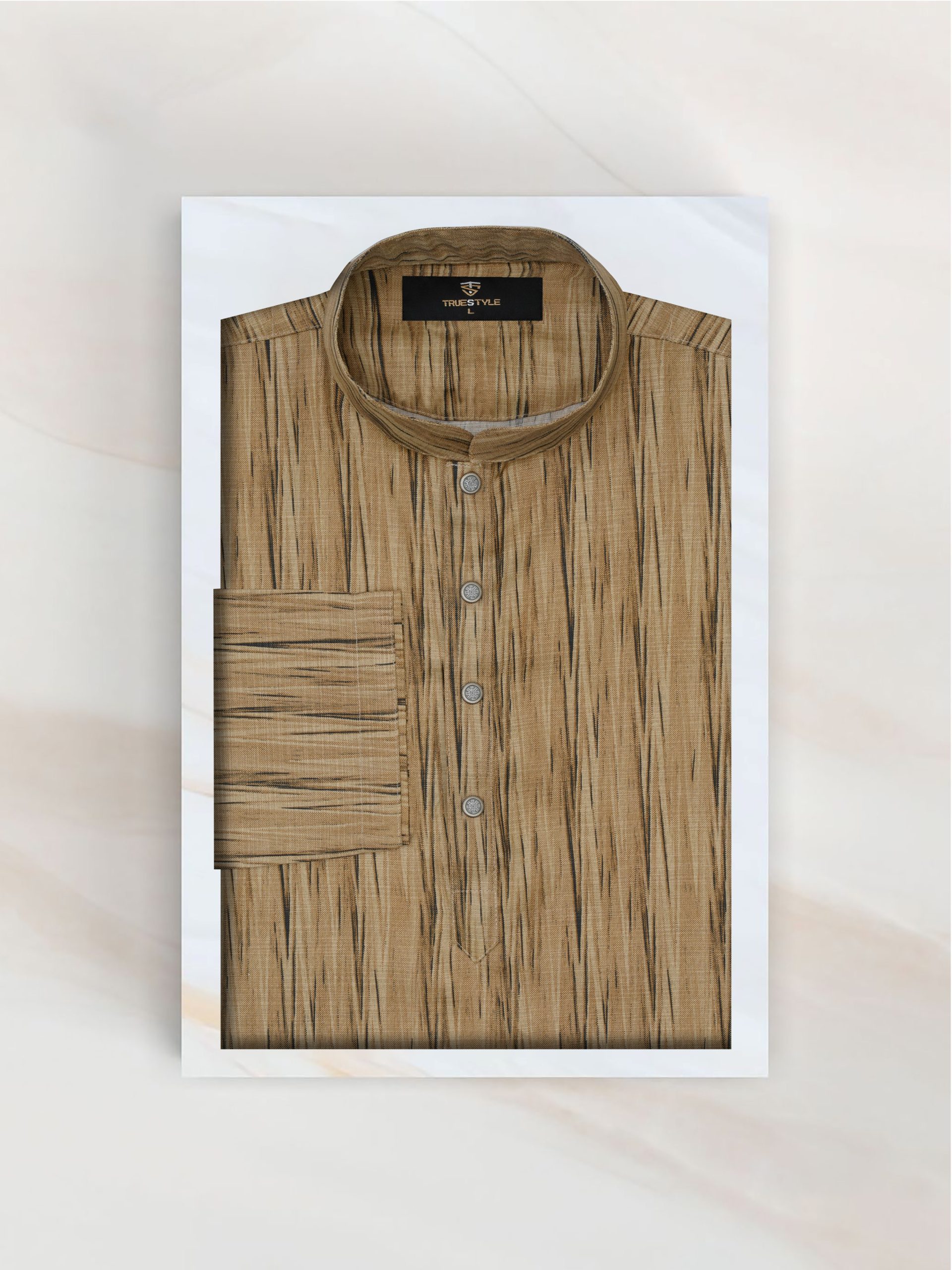 Heritage Sand Textured Cotton Panjabi