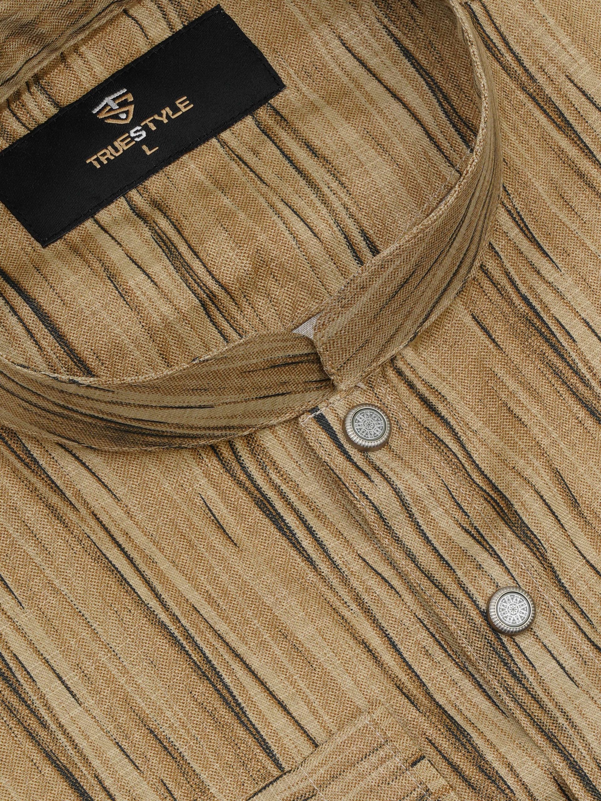 Heritage Sand Textured Cotton Panjabi - Image 3