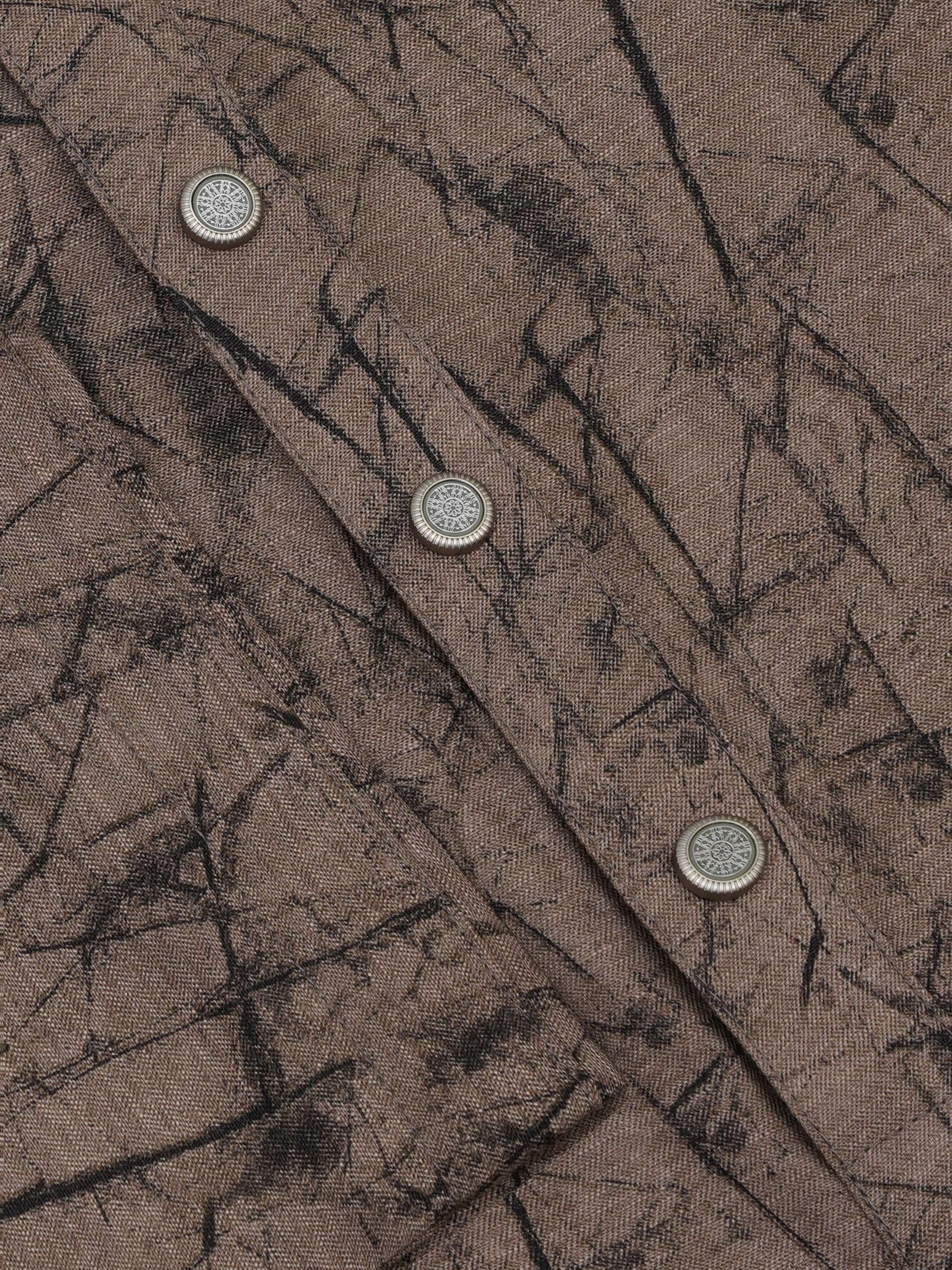 Creamy Brown Abstract Print Cotton Panjabi