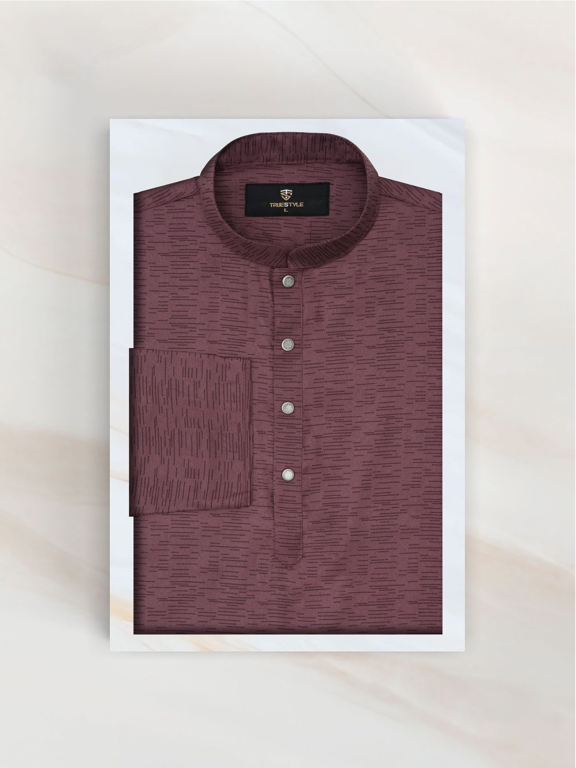 Dusty Rose Textured Cotton Panjabi