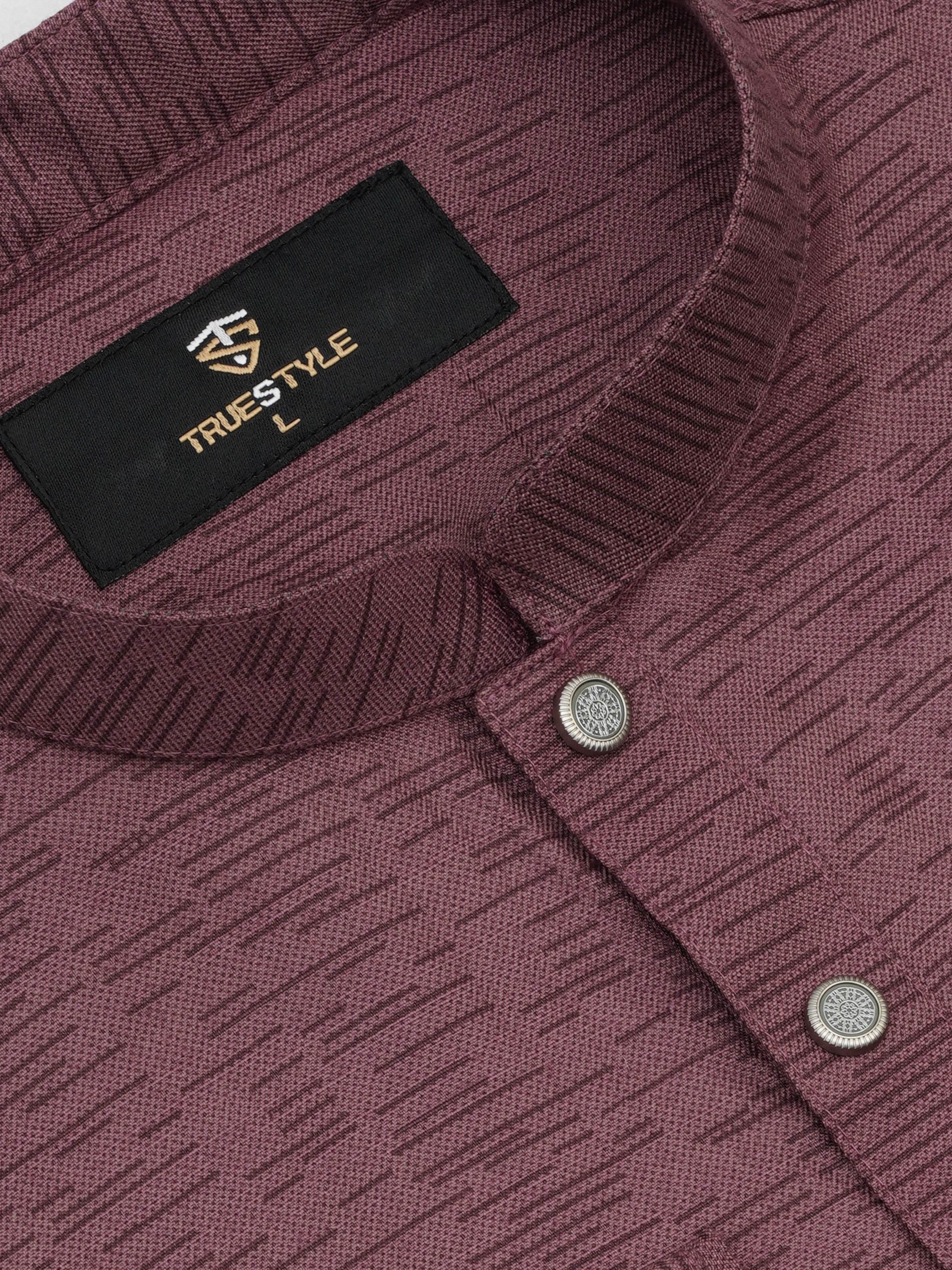 Dusty Rose Textured Cotton Panjabi - Image 3