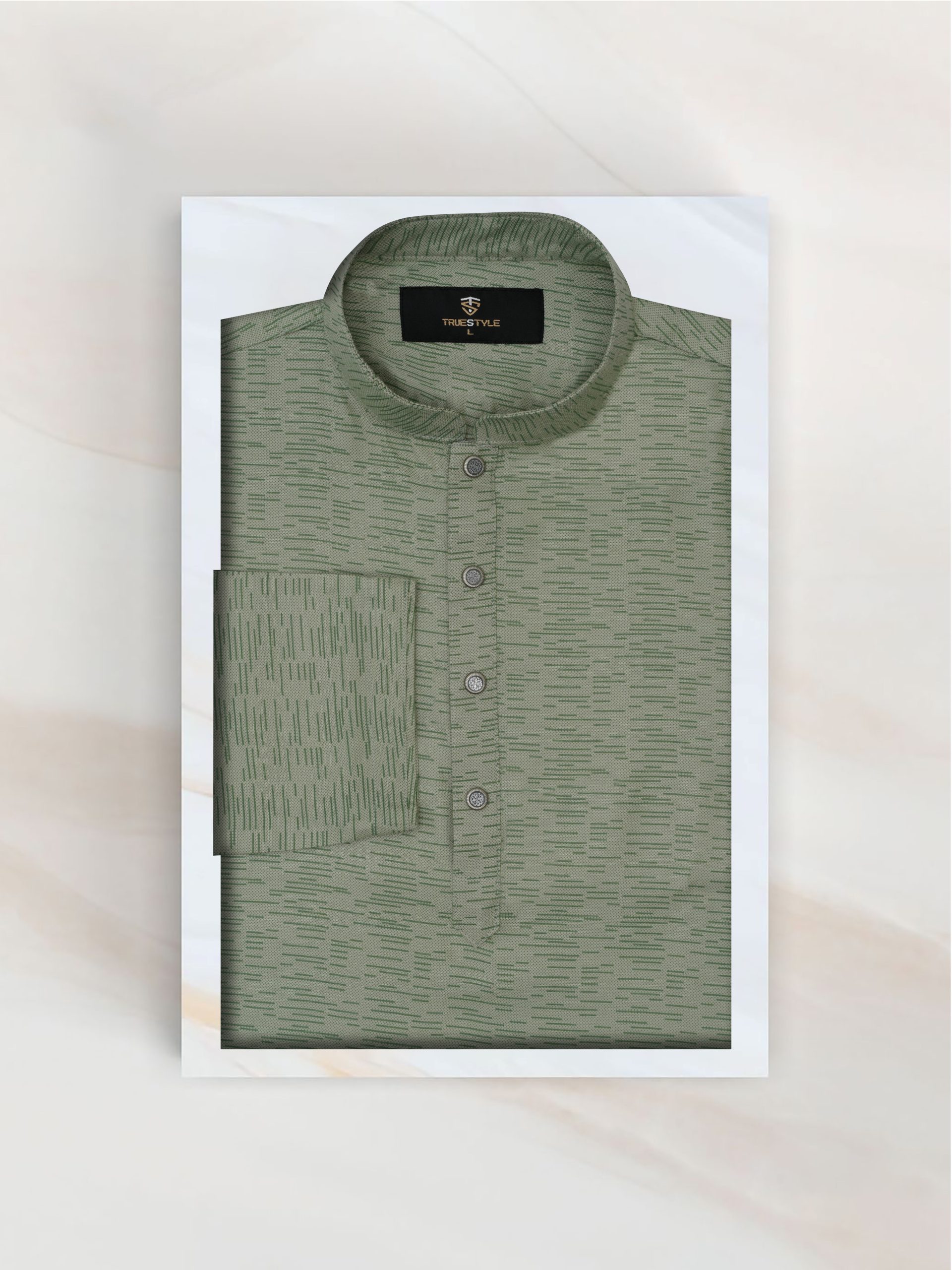 Sage Green Textured Cotton Panjabi