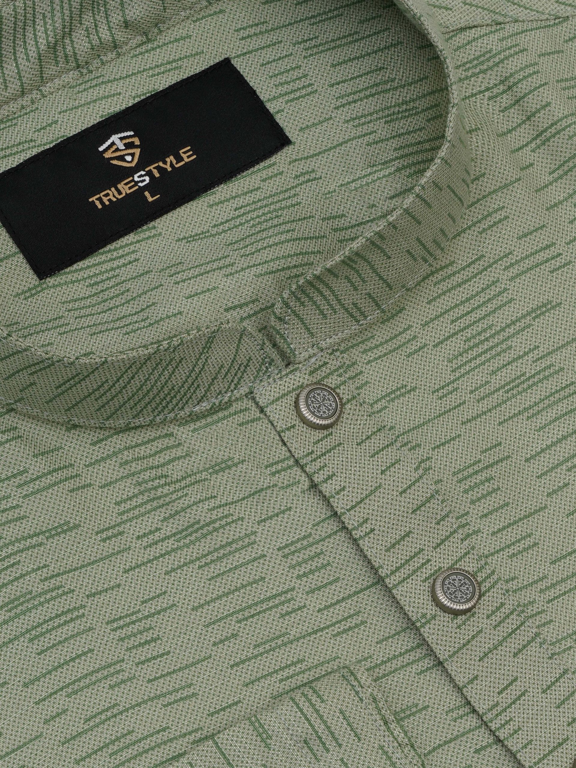 Sage Green Textured Cotton Panjabi - Image 3